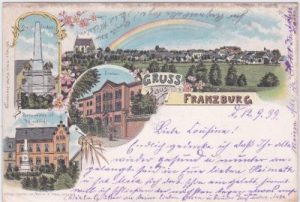 18461 Franzburg, u.a. Postgebäude, Farblitho, ca. 1895