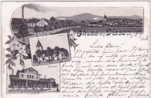 49201 Dissen am Teutoburger Wald, u.a. Bahnhof, Litho, ca. 1895