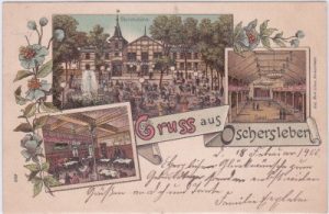 39387 Oschersleben, Storchshöhe, Farblitho, ca. 1900