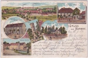 39365 Harbke, u.a. Kaufhaus Pabst, Farblitho, ca. 1900