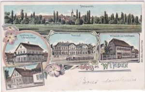 76872 Winden (Pfalz), u.a. Bahnhof, Farblitho, ca. 1905