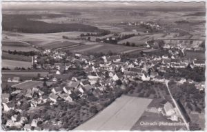 88356 Ostrach/Hohenzollern, Luftaufnahme, ca. 1960