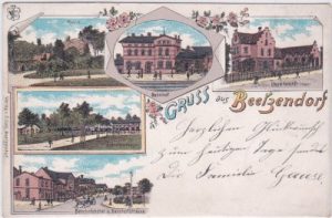 38489 Beetzendorf, u.a. Bahnhof, Farblitho, ca. 1900