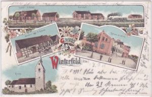 38486 Winterfeld (Apenburg-Winterfeld), Bahnhof, Farblitho, ca. 1900