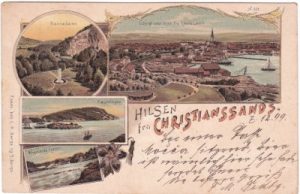 Christianssands (Kristiansand), Farblitho, ca. 1895