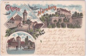 90403 Nürnberg, u.a. Henkersteg, Farblitho, ca. 1895