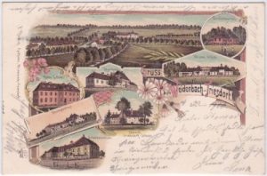 91746 Weidenbach-Triesdorf, u.a. Ackerbauschule, Farblitho, ca. 1900