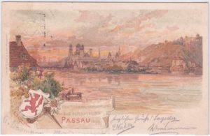94032 Passau, Farblitho Sonderganzsache Alpenverein 1899