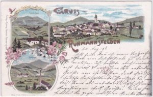 94239 Ruhmannsfelden, u.a. Bahnhof, Farblitho, ca. 1895