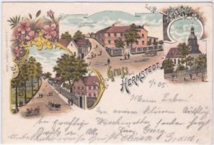 99510 Hermstedt (Saaleplatte), u.a. Gasthaus, Farblitho, ca. 1900