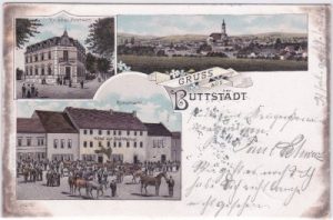 99628 Buttstädt, u.a. Postamt, Farblitho, ca. 1900