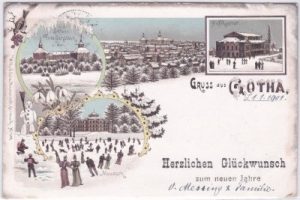 99867 Gotha, u.a. Museum, Farblitho, Winterlitho, ca. 1900