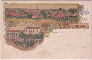 99976 Horsmar (Unstruttal), u.a. Gasthaus, Farblitho, ca. 1900