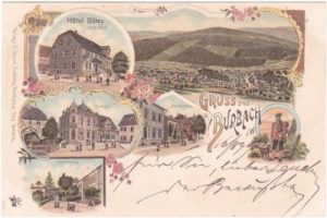 57299 Burbach (Siegerland), u.a. Bahnhofstraße, Farblitho, ca. 1895