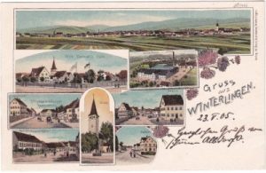 72474 Winterlingen, u.a. Seidenfabrik, Farblitho, ca. 1900