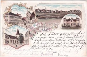 74532 Ilshofen, u.a. Post, Krankenhaus, Farblitho, ca. 1895