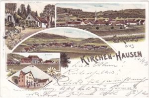 78187 Kirchen-Hausen (Geislingen), u.a. Bahnhof, Farblitho, ca. 1895