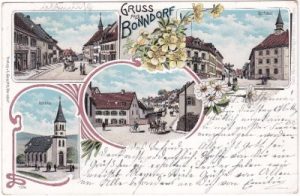 79848 Bonndorf, u.a. Rathaus, Farblitho, ca. 1900