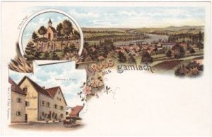 79415 Bamlach (Bad Bellingen), Gasthaus Blume, Farblitho, ca. 1900