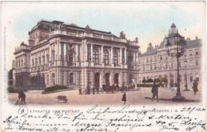 Reichenberg in Böhmen, u.a. Postamt, Farblitho, ca. 1900