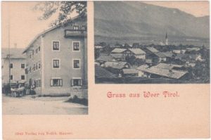 Weer (Tirol), u.a. Ortsansicht, ca. 1900