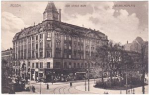 Posen, Wilhelmsplatz, Straßenansicht, ca. 1915