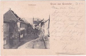 Goxweiler im Elsaß (Goxwiller), Dorfstrasse, ca. 1900