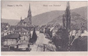 Thann im Oberelsaß, Blick vom Bahnhof, ca. 1910