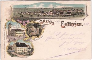 72184 Eutingen im Gäu, u.a. Pfarrhaus, Farblitho, ca. 1900
