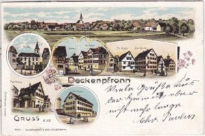 75392 Deckenpfronn, u.a. Schulhaus, Farblitho, ca. 1905