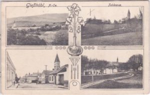 Gießhübl, Mehrbildkarte, u.a. Straßenansicht, ca. 1915
