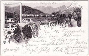 Golling an der Salzach, u.a. Salzach-Öfen, Litho, ca. 1895