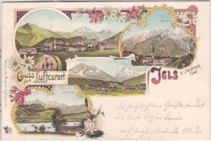 Igls bei Innsbruck, u.a. Soolstein, Farblitho, ca. 1895