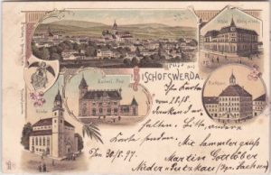 01877 Bischofswerda, u.a. Post, Farblitho, ca. 1895