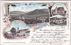 Pöggstall (Niederösterreich), u.a. Marktplatz, Farblitho, ca. 1900