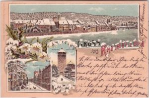 Rheinfelden (Aargau), Farblitho, Winterlitho, ca. 1900
