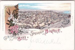 Biel-Bienne (Bern), Winterlitho, Farblitho, ca. 1895