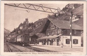 Blausee-Mitholz, Bahnhof, Station der Lötschbergbahn, ca. 1935
