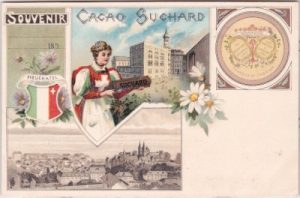 Neuchatel (Neuenburg), Souvenir Cacao Suchard, Farblitho, ca. 1900