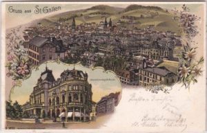 St. Gallen, Union-Bankgebäude, Farblitho, ca. 1900
