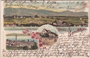 Bendlikon, u.a. Gesamtansicht, Farblitho, ca. 1900