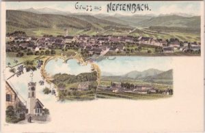 Neftenbach, u.a. Gesamtansicht, Farblitho, ca. 1900