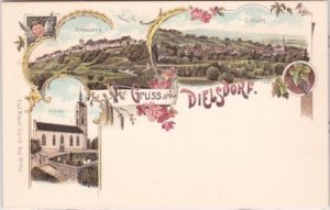 Dielsdorf, u.a. Regensberg, Farblitho, ca. 1900