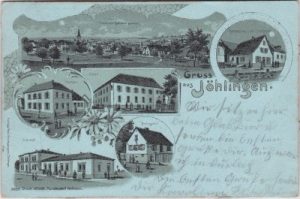 75045 Jöhlingen (Walzbachtal), u.a. Bahnhof, Litho, ca. 1900