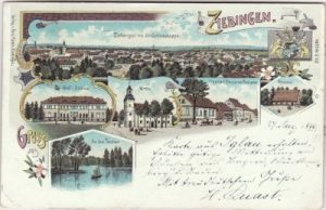 Ziebingen (Cybinka), u.a. Försterei, Farblitho, ca. 1895