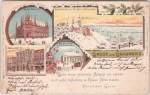 Graudenz (Grudziadz), Winterlitho, Farblitho, ca. 1900