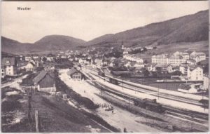 Moutier (Münster BE), Bahnhof, Gare, ca. 1915