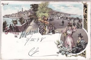 Menton, Cote d`Azur, Promenade, Farblitho, ca. 1895