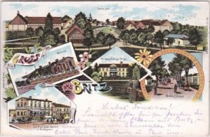 16230 Britz (bei Eberswalde), Bahnhof, Farblitho, ca. 1900
