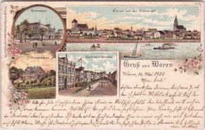 17192 Waren (Müritz), u.a. Gymnasium, Farblitho, ca. 1900